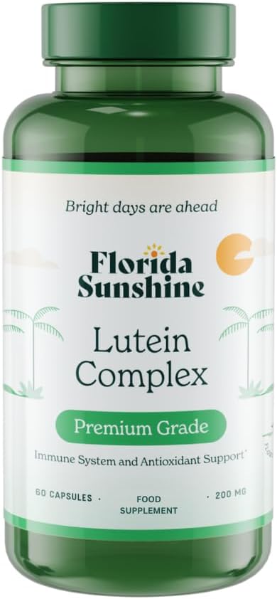 Florida Sunshine Lutein Complex Supplement 60 Capsules (205mg) | Eye Health Support | Antioxidant Protection | High Potency Lutein & Zeaxanthin | Vision Support