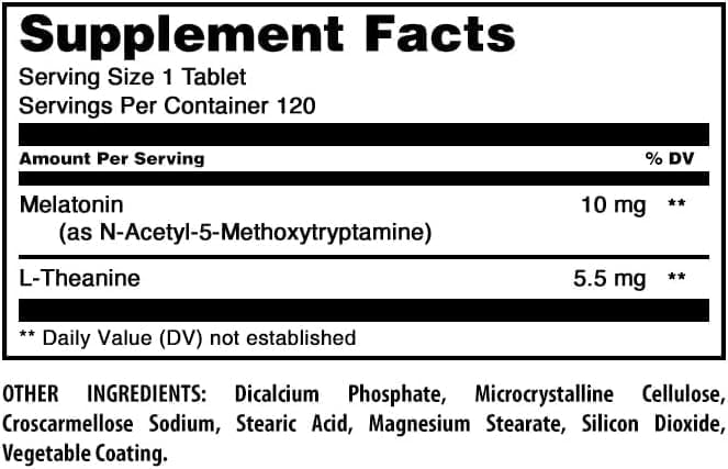 Amazing Formulas Melatonin 10 Mg Plus L-Theanine 5.5 Mg Supplement | Tablets | Non-GMO | Gluten Free | Made in USA | (120 Tablets, Pack of 2)