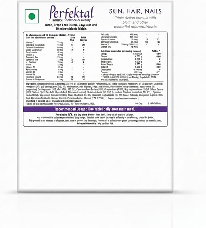 Hair Skin Nail Supplement Triple Action Formula enriched with Biotin, Zinc, Selenium,Grape Seed Extract, for Healthy Skin, Hair, and Nails | Gluten Free Vegetarian Tablets(Pack of 1)