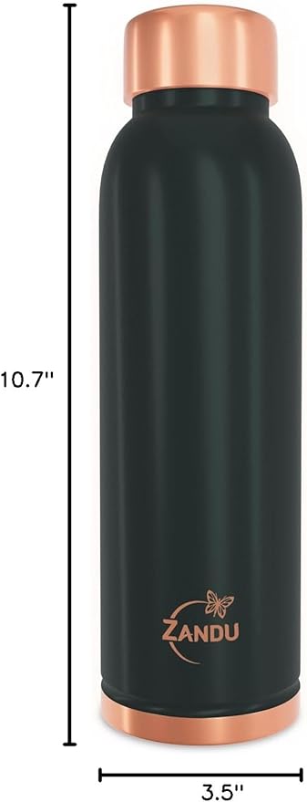 Zandu Copper Bottle (Green): Prepared with 100% Pure Copper | Useful in Promoting Overall Health (Pack of 950 ml)