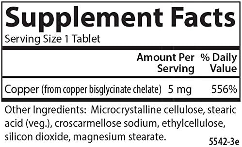 Carlson - Chelated Copper, 5 mg, Superior Absorption, Circulation Health, Nerve Function & Immune Support, 250 Tablets