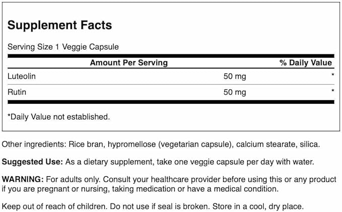 Swanson Luteolin Complex w/Rutin - Brain Support Supplement Promoting Memory, Mood & Cognitive Health - Natural Formula to Help Maintain Nervous System - (30 Veggie Capsules) 2 Pack