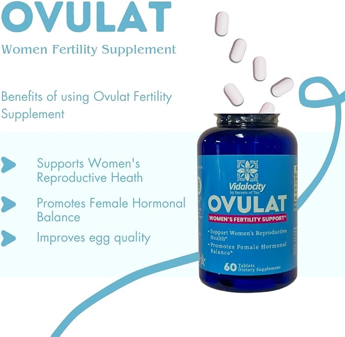 Secrets Of Tea Vidalocity Women's Fertility Support - Natural Blend with D-Chiro-Inositol, Folate, Myo-Inositol - Hormonal Balance - 60 Vegetarian Capsules