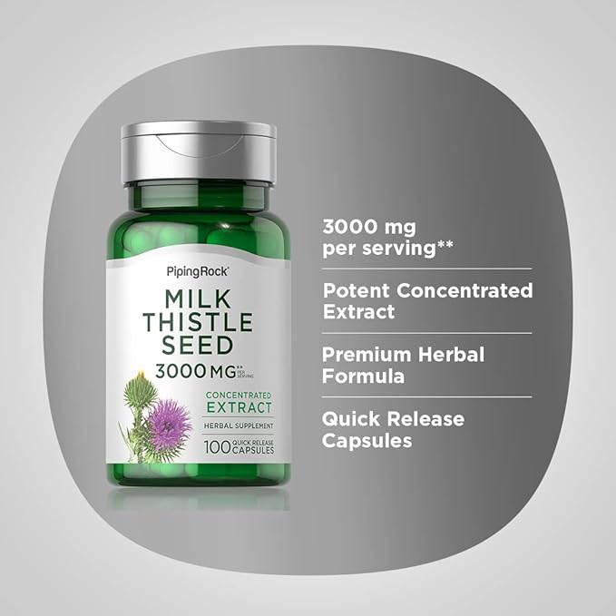 Piping Rock Milk Thistle Supplement | 100 Capsules | Concentrated Herbal Extract | Non-GMO, Gluten Free