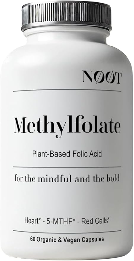 NOOT Organic Methylfolate 1000 mcg DFE, Plant-Sourced Folate with Naturally Occurring 5-MTHF for Energy, Mood, Methylation, Red Blood Cell Formation & Prenatal Readiness for Women & Men - 60 Capsules