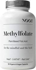 NOOT Organic Methylfolate 1000 mcg DFE, Plant-Sourced Folate with Naturally Occurring 5-MTHF for Energy, Mood, Methylation, Red Blood Cell Formation & Prenatal Readiness for Women & Men - 60 Capsules