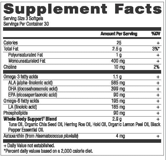Ancient Nutrition Ancient Omegas Whole Body - ALA, DHA, EPA, from Wild Caught Fish - 90 Capsules