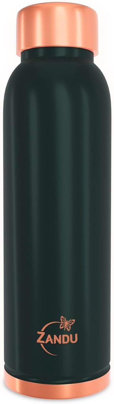 Zandu Copper Bottle (Green): Prepared with 100% Pure Copper | Useful in Promoting Overall Health (Pack of 950 ml)