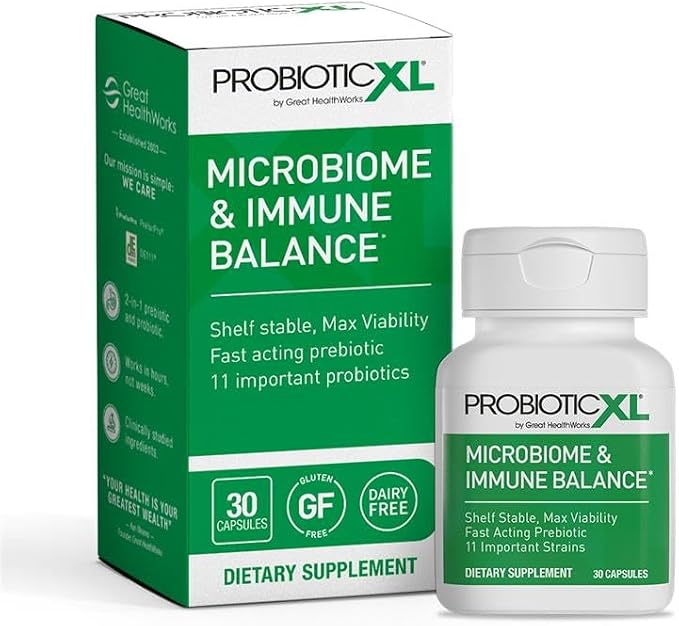 OmegaXL ProbioticXL - Probiotic & Prebiotic, Shelf Stable - Blend 11 Strains - Promote Healthy Gut Flora Growth, 12.5 Billion CFU - Non-GMO, Gluten-Free - 30 Veggie Caps
