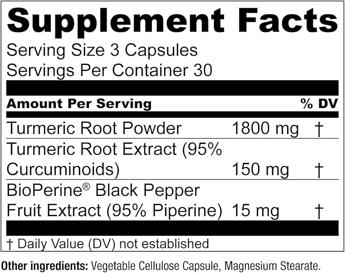 Essential Elements Turmeric Curcumin - Joint, Heart & Brain Support - with BioPerine for Optimal Absorption 1950 mg - 90 Count - 30 Servings