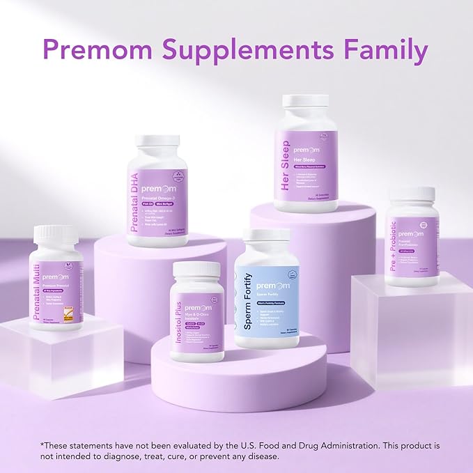 Premom Inositol Plus - 2000mg Myo-Inositol & 50mg D-Chiro Inositol, CoQ10, Folate & Vitamin D3-40:1 Ratio - Supports Hormonal Balance, Ovarian & Reproductive Health - 30 Day Supply