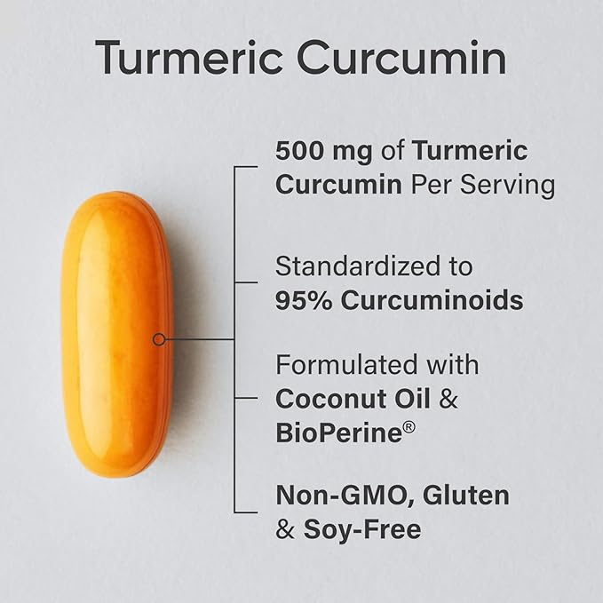 Sports Research® Turmeric Curcumin C3 Complex® w/BioPerine Black Pepper Extract & Organic Coconut Oil - Standardized 95% Curcuminoids · Non-GMO · Gluten Free - 60 Count Softgels