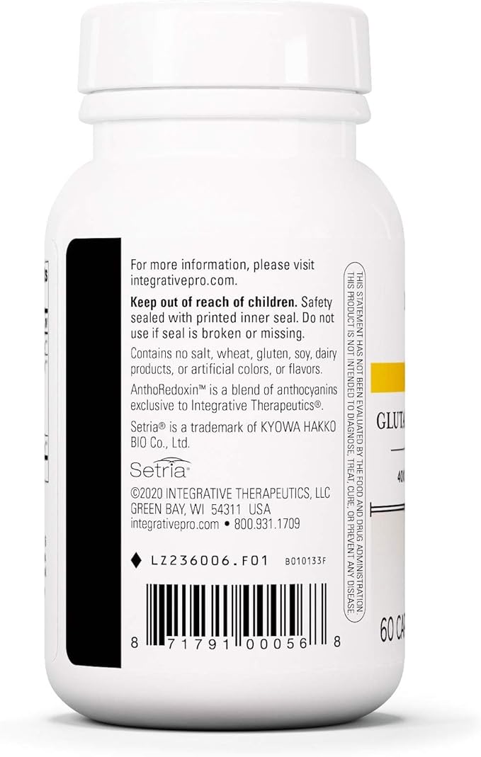 Integrative Therapeutics Glutathione Cell Defense - Supplement with 400 mg Reduced Glutathione, L-Cysteine, and Anthocyanins from Botanical Blend - 60 Capsules