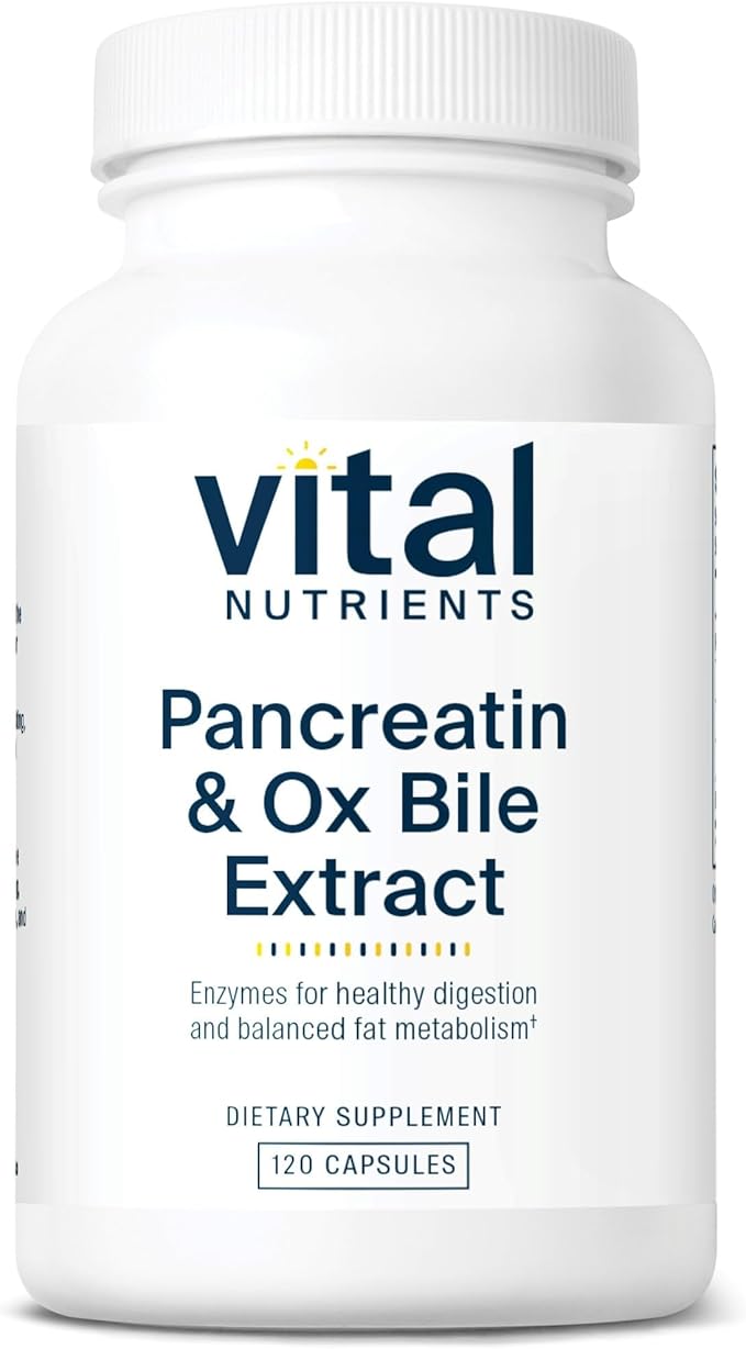 Vital Nutrients Pancreatin & Ox Bile Extract 500mg - Natural Digestive Enzymes for Women & Men - Supports Digestion of Protein, Fat, and Carbohydrates*- Gluten, Dairy & Soy Free - 120 Capsules