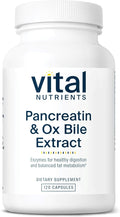 Vital Nutrients Pancreatin & Ox Bile Extract 500mg - Natural Digestive Enzymes for Women & Men - Supports Digestion of Protein, Fat, and Carbohydrates*- Gluten, Dairy & Soy Free - 120 Capsules