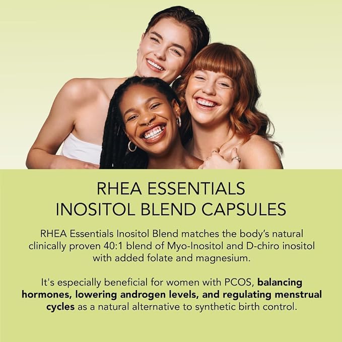 RHEASILVIA Rhea Myo-Inositol & D-Chiro Inositol Supplement for Women | 40:1 Ratio with Myoinositol, Folate & Magnesium | Hormone & Metabolic Support | 120 Vegan Capsules | 90 Servings