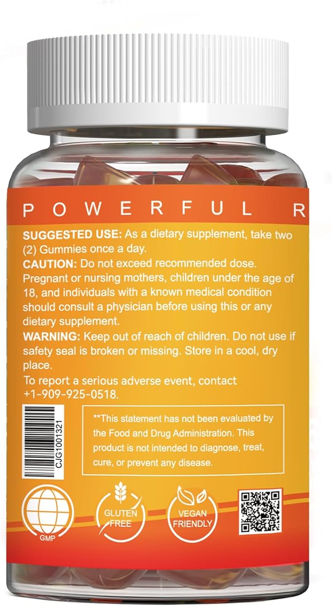 Turmeric Curcumin Gummies 500mg for Adults, with Black Pepper, Ginger Root, Vitamine C, Low Sugar Fruit Gummies, Orange Flavor - 120 Counts