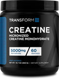 TransformHQ Creatine Monohydrate Powder (60 Servings) Unflavored - 5000mg Per Serving