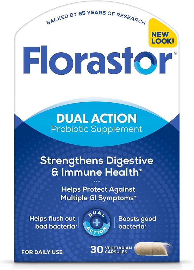 Florastor Probiotics for Digestive and Immune Health, 30 Capsules, Probiotics for Women & Men, Helps Flush Out Bad Bacteria, Boosts The Good with Our Unique Strain Saccharomyces Boulardii