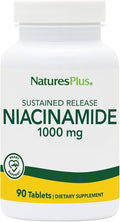 NaturesPlus Niacinamide, Sustained Release - 1000 mg, 90 Tablets - High-Potency Vitamin B3 Supplement - Vegetarian, Gluten Free - 90 Servings
