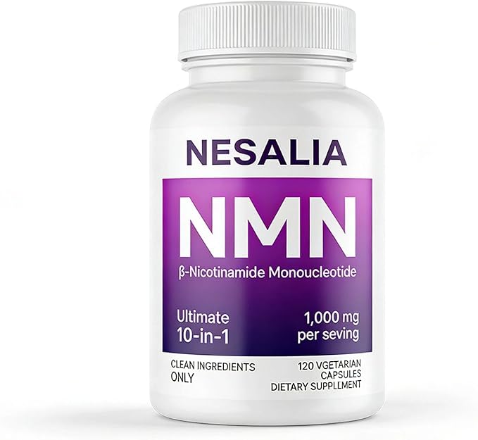 Nesalia NMN Complex 1000mg Per Serving, 120 Veggie Capsules - NAD+ Supplement with Resveratrol TMG CoQ10 Apigenin, Vegan Non-GMO Gluten-Free