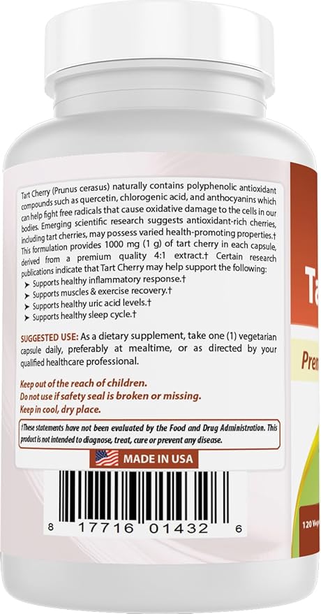 Best Naturals Tart Cherry Extract 1000 mg 120 Capsules (120 Count (Pack of 3))