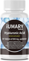 Hyaluronic Acid Supplements, 850mg High Bioavailable Dietary Hyaluronic Acid - Advanced Joint Support with Hydrolyzed Collagen, Turmeric, Glu-cosamine, MSM, Vitamin C – 30 Tablets（Pack of 1）