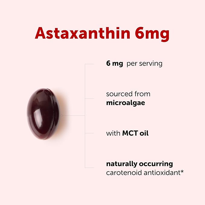 Micro Ingredients Astaxanthin 6mg with MCT Oil, 240 Softgels | Premium Astaxanthin Antioxidant Supplements* | Fresh Microalgae Source | Triple Strength, Non-GMO, Gluten Free, No Soy