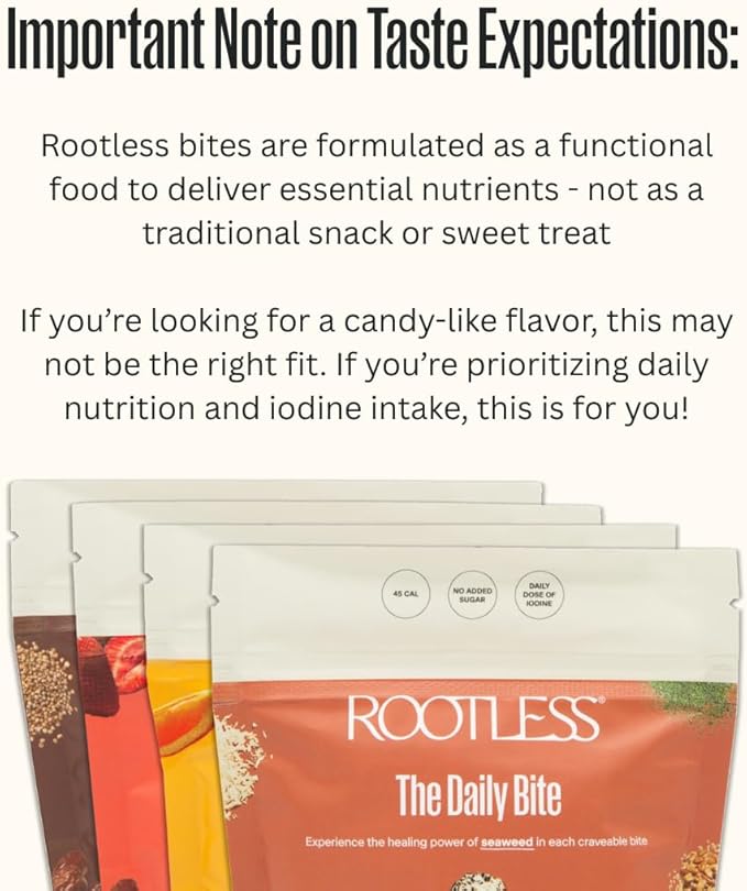 Rootless Seaweed Daily Bites – Orange Pistachio & Cacao Crunch – 2 Week Supply for Hormone & Thyroid Health | 100% Daily Iodine, Whole Food Ingredients – 2 Pack