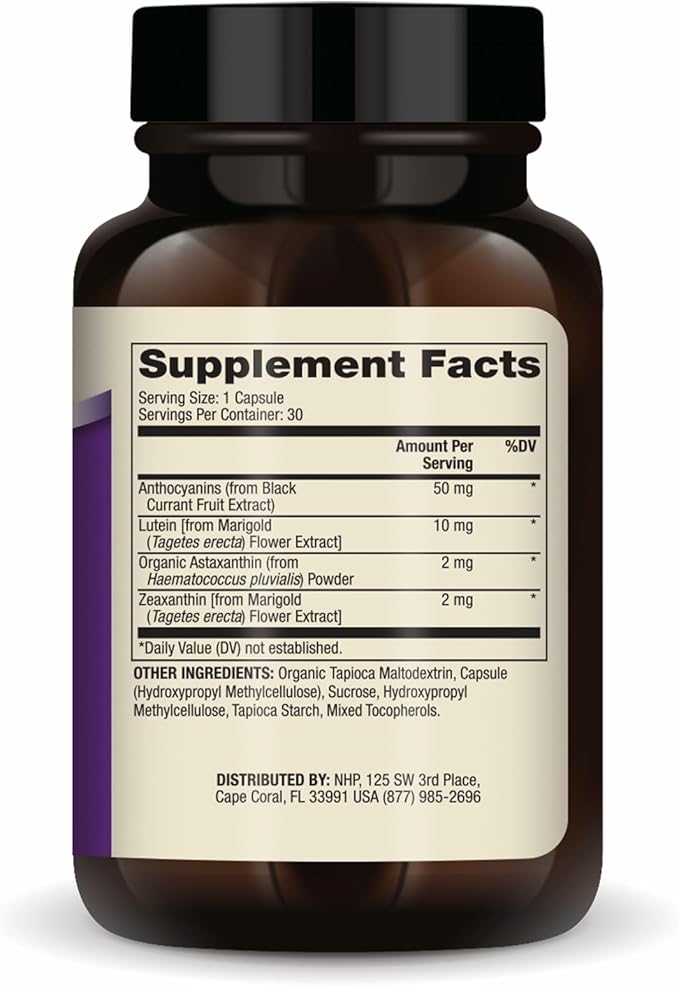 Dr. Mercola Eye Support - Supports Eye & Vision Health - with Lutein, Zeaxanthin, Organic Astaxanthin & Black Currant - Non-GMO, Gluten-Free & Soy Free - 30 Capsules (30 Servings)