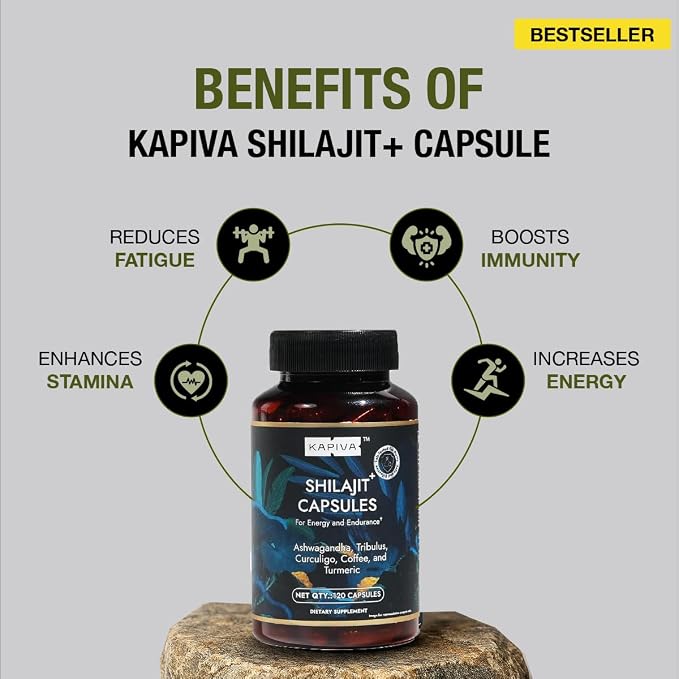Organic Himalayan Shilajit Resin Extract with Ashwagandha & Turmeric-400mg Max Potency, Lab Tested Pure Shilajit for Men & Women, 85+ Trace Minerals, Immune Support, Energy, 2 Month Supply-120 Capsule