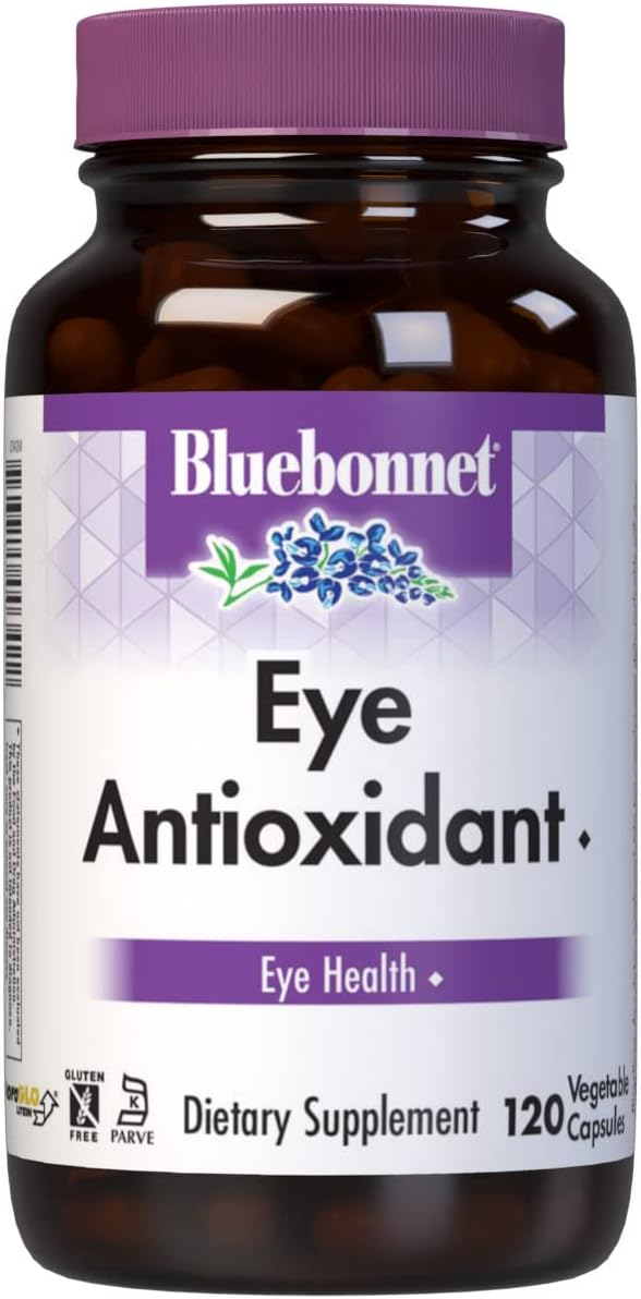 Bluebonnet Eye Antioxidant Lutein & Zeaxanthin Supplement - Vitamin A, Taurine, Zinc, Bilberry Extract Herbal Supplements - Non-GMO, Gluten-Free Eye Care for Women & Men - 120 Vegetable Capsules