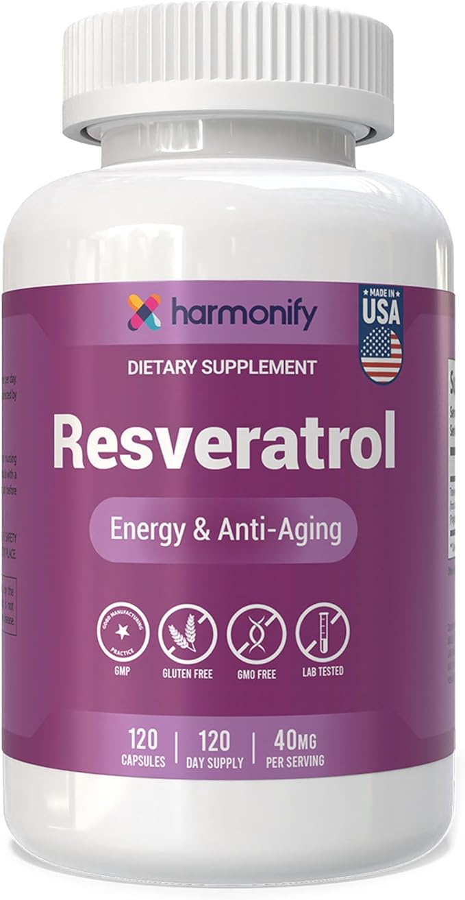 Resveratrol Supplement - Pure Trans-Resveratrol from Japanese Knotweed - Supports Energy & Anti-Aging - Potent Antioxidant - 120 Capsules for 120 Day Supply - Made in USA, Lab Tested