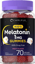 Carlyle Kids Melatonin Gummies | 1 mg 70 Count | Fruit Flavor Gummy | Vegan, Non-GMO, Gluten Free