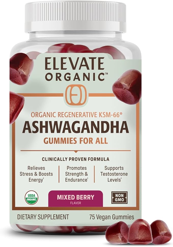 Regenerative Fermented KSM-66 Ashwagandha Vegan Gummies with Acti Veda™, Mixed Berry (600mg, 25 Servings), Up to 150% More Effective Than KSM-66 Alone