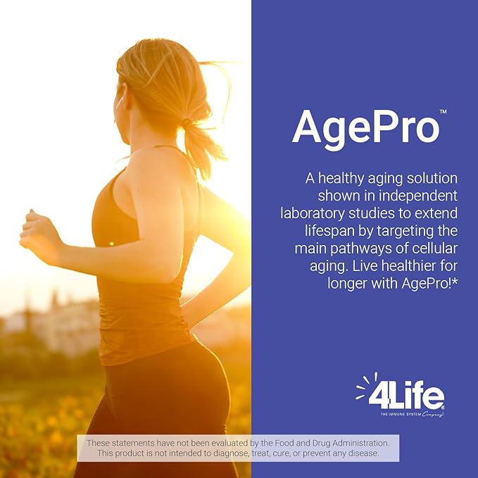 4Life - Transfer Factor - AgePro - Healthy Aging & Immune Support - NMN, Quercetin, AKG, Apigenin & Mushroom Extract - 60 Veggie Capsules