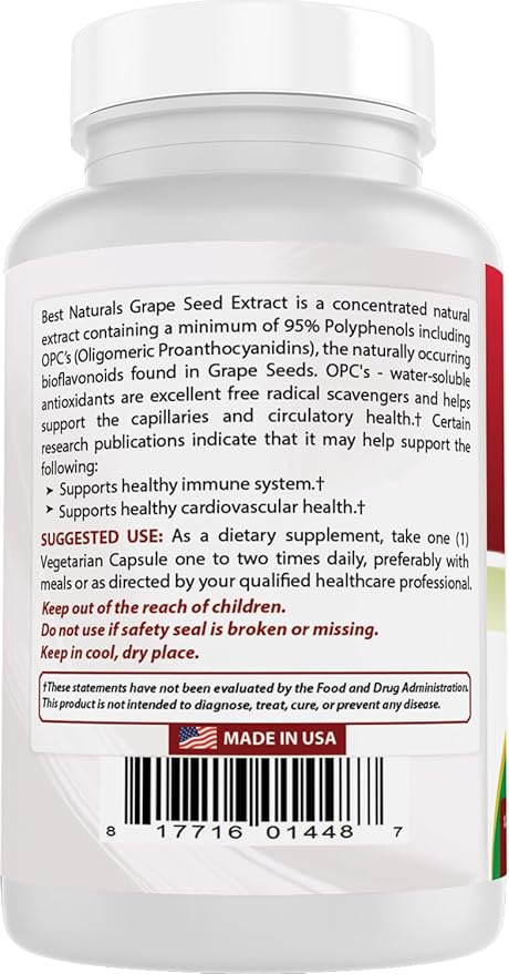 Best Naturals Grapeseed Extract 400 mg 120 vcaps (120 Count (Pack of 3))