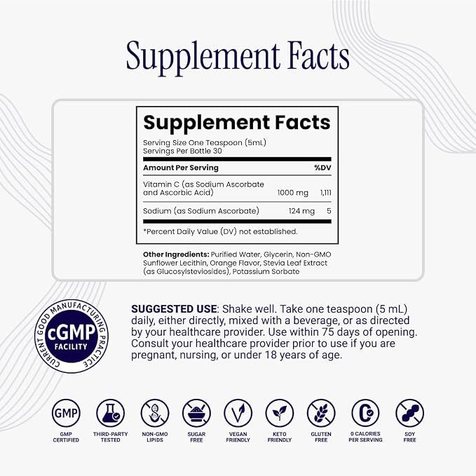 Rho Nutrition Liposomal Vitamin C – Ultra High Absorption Liquid Vitamin C Supplement - Supports Immune System, Collagen Production, and Overall Health for Men and Women