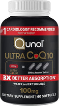 Qunol Ultra CoQ10 100mg 3X Better Absorption Patented Water and Fat Soluble Natural Supplement Form Coenzyme Q10 Antioxidant for Heart Health Packs Softgels, 120 Count