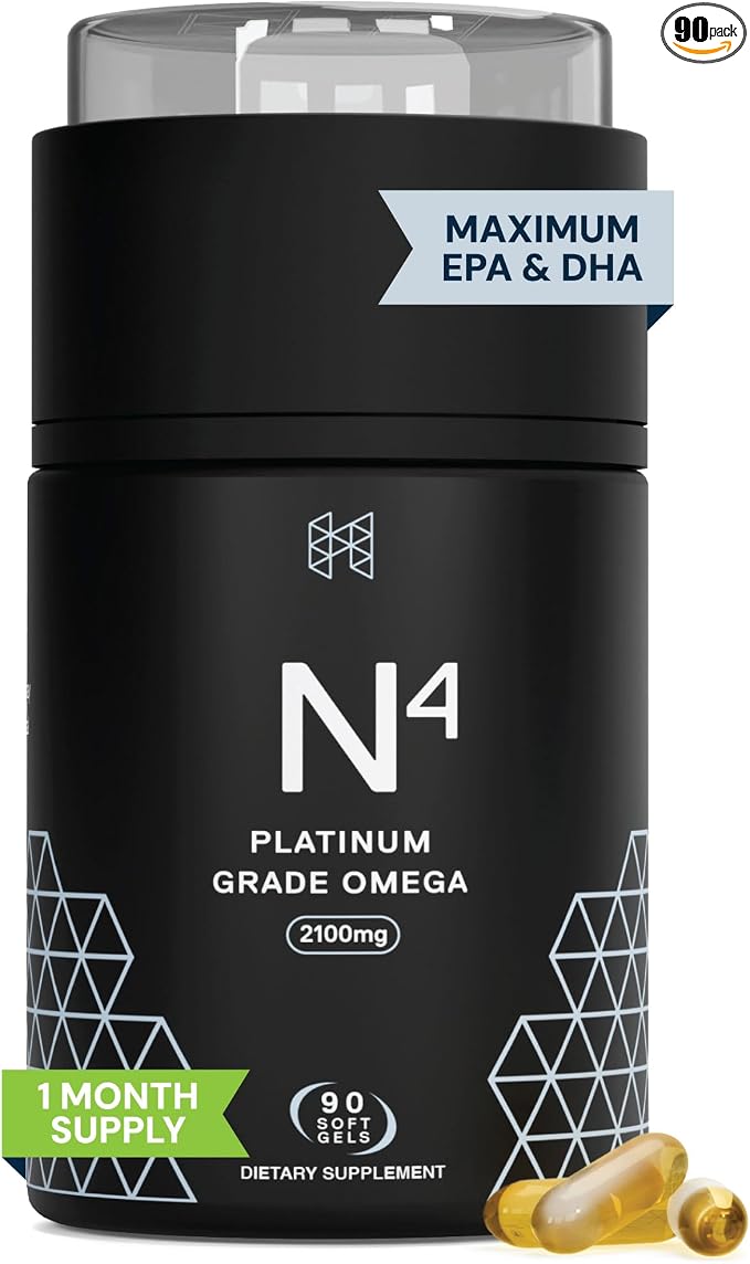 HPN N(4) Icelandic Omega-3 Fish Oil, 3,000 mg DHA & EPA | Increase Muscle Growth, Joint, and Brain Health | No Heavy Metals or Toxins | 90 Softgel Capsules
