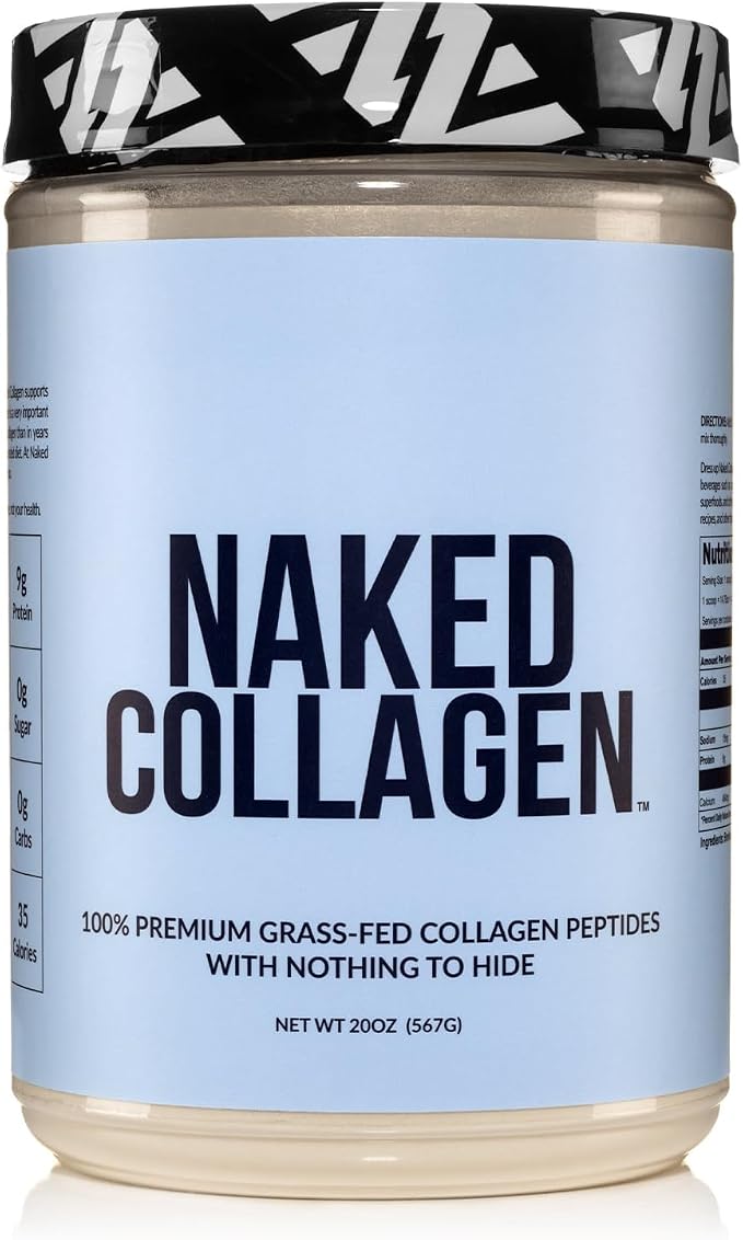 NAKED Collagen Peptides Protein Powder, 60 Servings, Pasture-Raised, Unflavored Grass-Fed Hydrolyzed Collagen Supplement, NSF Certified, Paleo Friendly, Non-GMO, Keto, Gluten Free, 20oz