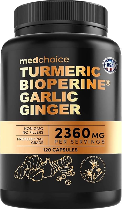 4-in-1 Turmeric Joint Support Supplements with Garlic and BioPerine - 2360 mg High Potency Herbal Blend for Mobility, Everyday Flexibility, Digestive Comfort, and Active Aging Support (120ct)