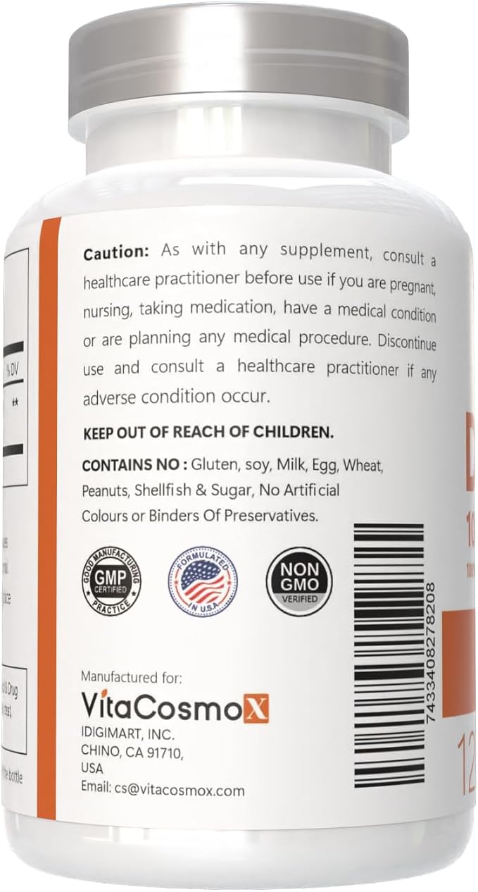 Diosmin Capsules, 120 Count, 1000 mg Serving, Vegan, Citrus Bioflavonoids 100% Vegetarian, Non-GMO & Gluten Free Diosmin Supplement with Max Strength