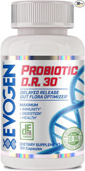 Evogen Probiotic D.R. 30 | Delayed Release Gut Flora Optimizer | Supports Immunity, Digestion, & Health | 30 Billion CFUs | 30 Capsules