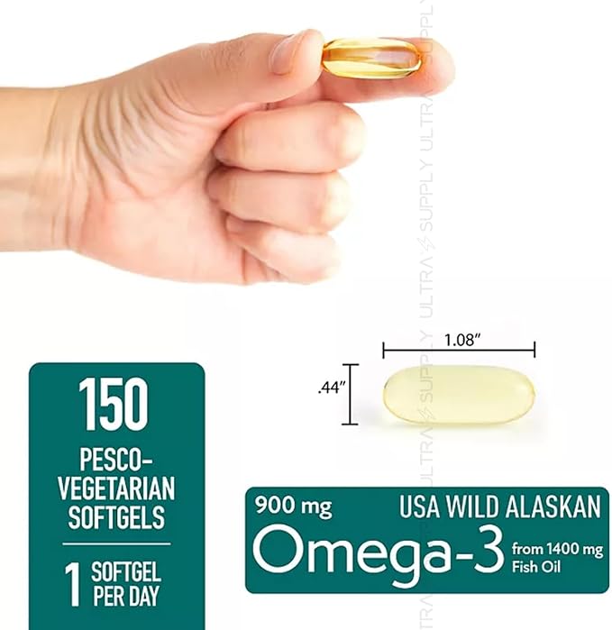 Members Mark Omega 3 Fish Oil, (150 Count.) 900 mg – Wild Alaskan, MSC-Certified Sustainable, Supports Heart & Brain Health, No Fishy Aftertaste