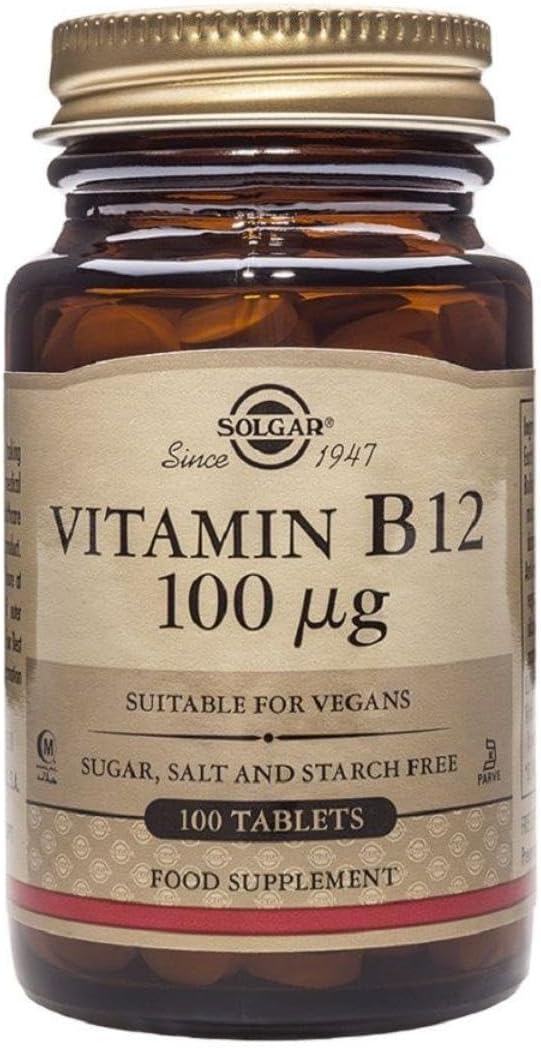 Solgar Vitamin B12 100 mcg - 100 Tablets - Energy Metabolism & Nervous System Support - Non-GMO, Vegan, Gluten & Dairy Free, Kosher, Halal - 100 Servings