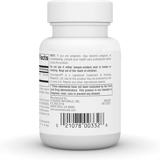 Source Naturals Pycnogenol Proanthocyanidin Complex, 100 mg - 30 Tablets