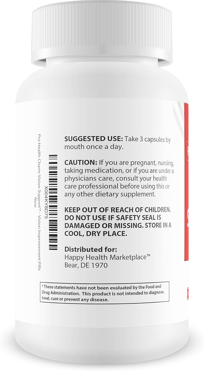 Pro Health Charm Vision Support - Improved Formula - Our Best Vision Pills For Eyes - Eye Vitamins For Vision Focus - Natural Vision Pills Eye Supplements For Adults 50 Blurry Vision Improvement Pills