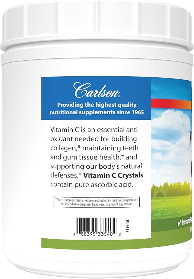 Carlson - Non-GMO Vitamin C Crystals, 2000 mg, Vitamin C Powder, Immune Support, Antioxidant, 35 oz (1000 g)