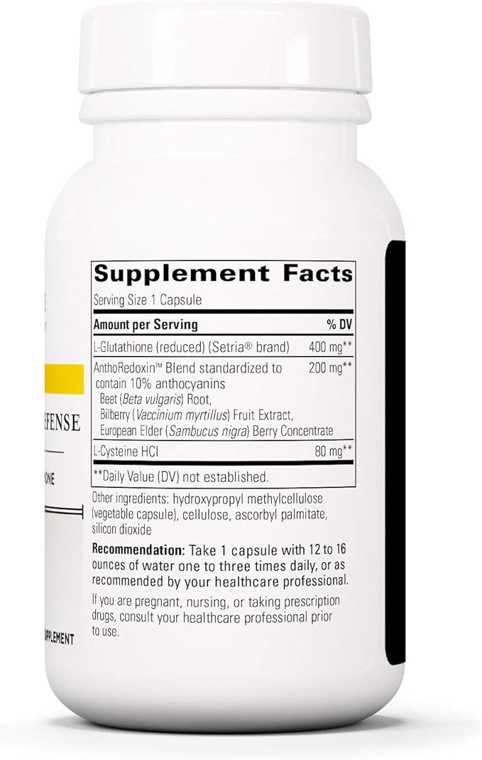 Integrative Therapeutics Glutathione Cell Defense - Supplement with 400 mg Reduced Glutathione, L-Cysteine, and Anthocyanins from Botanical Blend - 60 Capsules